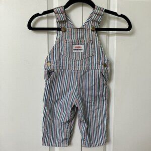 Vintage OshKosh B'gosh Toddler Overalls 18M Bib Dungaree Hickory Stripe Vestbak